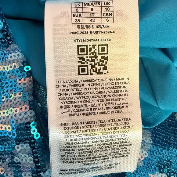 GUESS Women's Sequin Embellished Sleeveless Bodycon Dress Winter Blue Multi Sz 6 - Picture 8 of 10